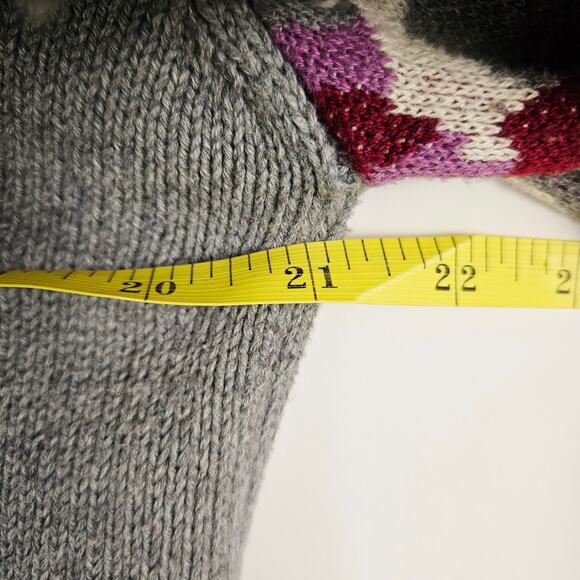 CAbi Eden Pullover Turtleneck Knit Sweater Gray Floral Flare Sleeve Large Casual - Picture 13 of 14